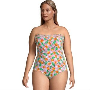 Lands' End x Draper James Pink Orange Blossom One Piece Swimsuit
